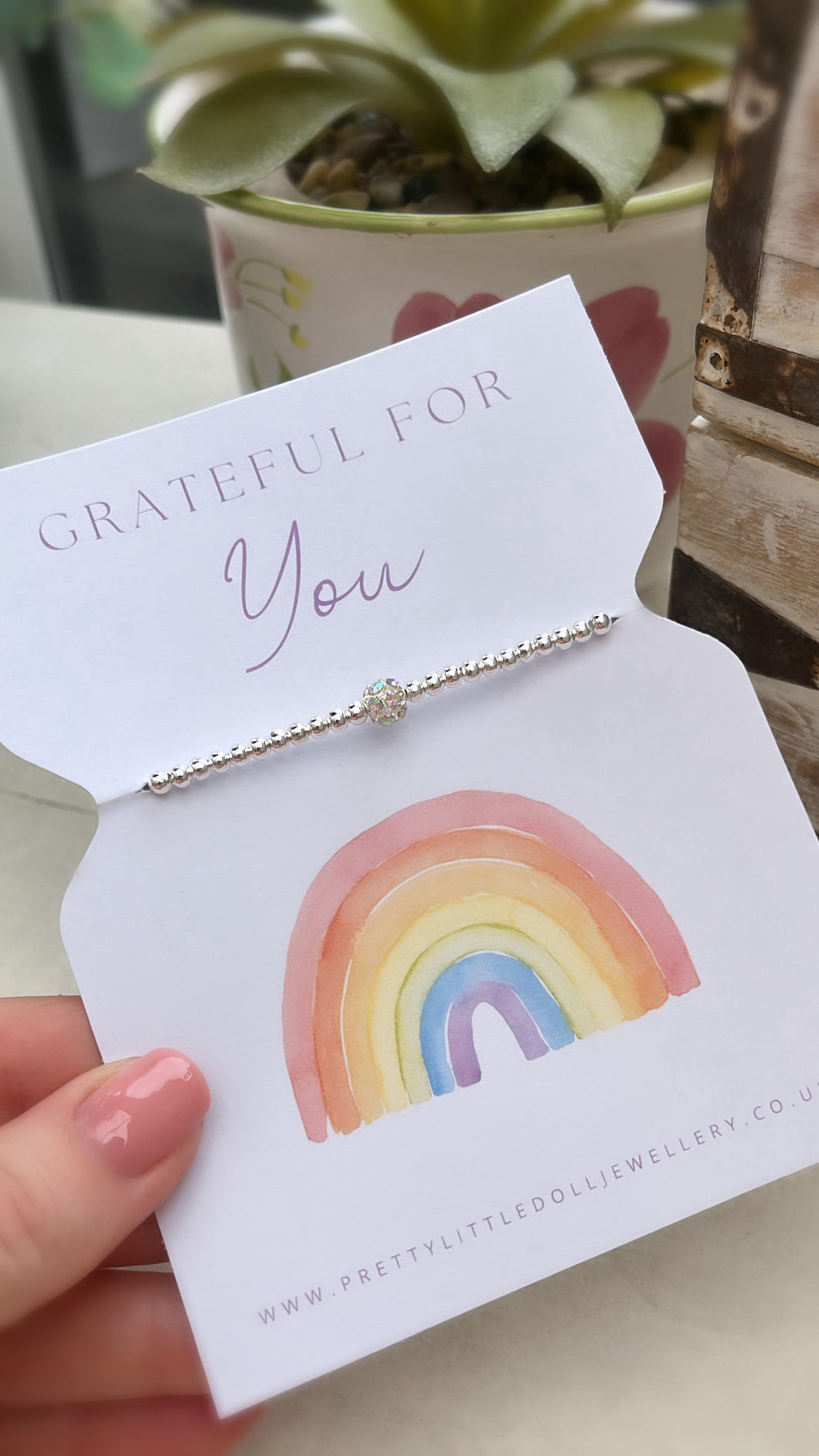 Grateful for you - Rhinestone Rainbow Bracelet