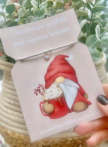 Christmas Wishes and Gnome Kisses - White Heart Bracelet