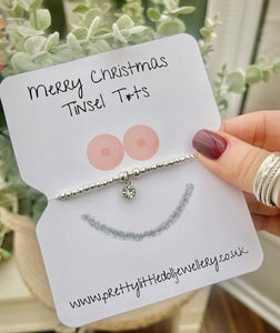 Merry Christmas Tinsel T*ts - Rhinestone Crystal Bracelet