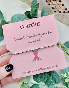 Warrior - Pink Breast Cancer Awareness Ribbon Bracelet